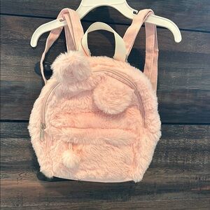 Cat & Jack Pink Mini Plush Backpack with Adjustable Straps and Cute Design